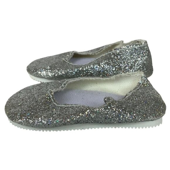Our Generation Doll Shoe Lot Of 2 Pair Pink Plastic Clogs Silver Sparkly Flats - Picture 4 of 16
